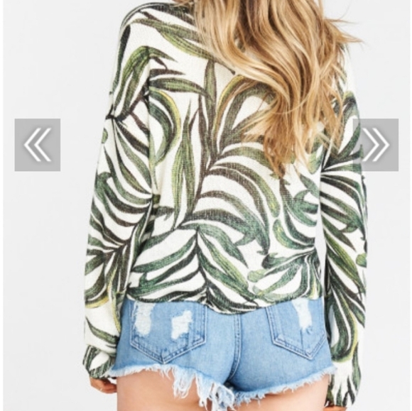 Show Me Your MuMu Crop Varsity Sweater Peruvian Palm Green Cream Size SMALL - Picture 6 of 11